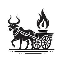 Timeless Bullock Cart Cat Black Art vector