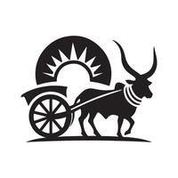 Bullock Cart Cat Silhouette for Personalized Items vector