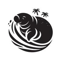 Black Manatee Silhouette for Creative Use vector