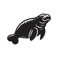 Black Silhouette Manatee Image vector