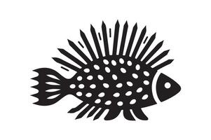 Elegant Silhouette of Porcupinefish in Black vector