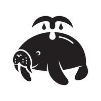 Black Manatee Silhouette for Creative Projects vector