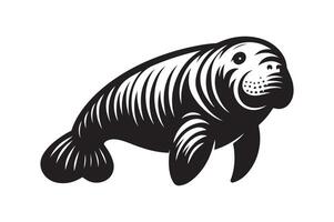 Manatee Silhouette for T-Shirt Design vector