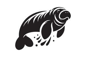Manatee Black Silhouette for Print vector