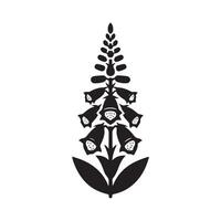 Foxglove Black Silhouette for Print Projects vector
