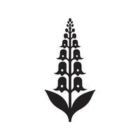 Elegant Foxglove Black Silhouette Design vector