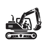 Excavator Black Silhouette Drawing vector