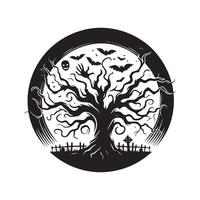 Halloween Tree for Dark Apparel Design vector