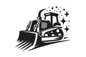 Clean and Simple Bulldozer Black Silhouette vector