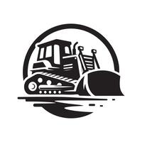Black Bulldozer Silhouette for Construction Graphics vector
