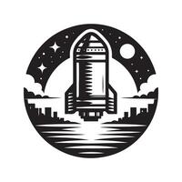 Black Space Capsule Silhouette for Creative Use vector