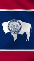 Vertical, portrait, waving national flag of State Wyoming. Smooth animation with highly detailed, realistic animated background for social media, screens smartphone. Official colors, cloth motion. video