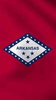 Vertical, portrait, waving national flag of State Arkansas. Smooth animation with highly detailed, realistic animated background for social media, screens smartphone. Official colors, cloth motion. video