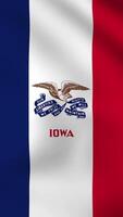 Vertical, portrait, waving national flag of Iowa. Smooth animation with highly detailed, realistic animated background for social media, screens smartphone. Official colors, cloth motion. video