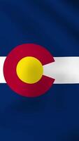 Vertical, portrait, waving national flag of State Colorado. Smooth animation with highly detailed, realistic animated background for social media, screens smartphone. Official colors, cloth motion. video