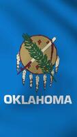 Vertical, portrait, waving national flag of Oklahoma. Smooth animation with highly detailed, realistic animated background for social media, screens smartphone. Official colors, cloth motion. video