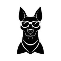Trendy Doberman Silhouette with Shades Bandana Cool for Logos Apparel vector