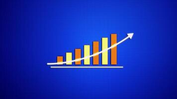 business chart animation with glowing arrow up, animated sales statistics suitable for presentations on investment, financial management, and corporate growth. video