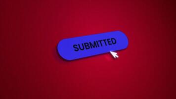 Animated clicking submit button in close up camera, submit button with dark red background is suitable for account registration illustration, and application button. video