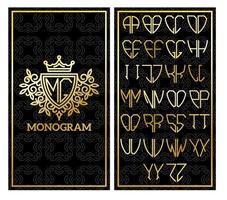 Retro card with monogram and a set of letters for design vector