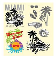 set of emblems and design elements for templates to summer holiday or tourism vector