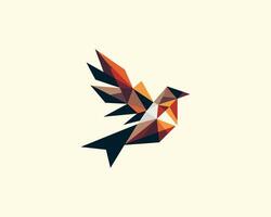 A bird is made of triangles and is flying vector