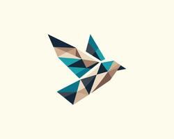 A geometric bird with a blue and tan color scheme vector