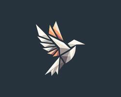 A bird logo with a white and orange bird vector