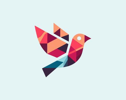 A colorful bird with geometric shapes on it vector