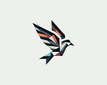 A geometric bird with a colorful pattern vector