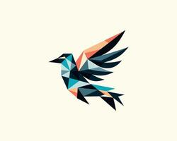 A geometric bird with colorful wings vector