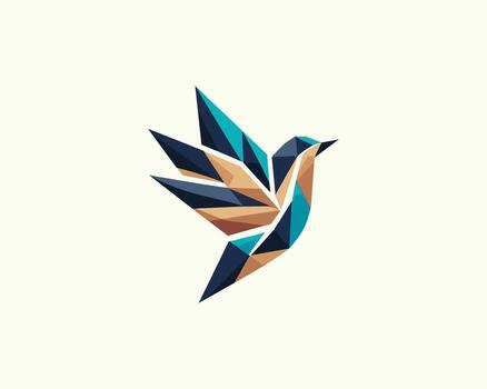 A geometric bird with a colorful pattern vector