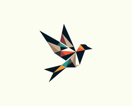 A geometric bird with colorful triangles on it vector