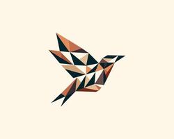 A geometric bird with a black and brown color scheme vector