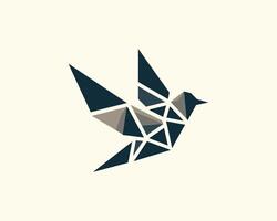A bird is made of triangles and is flying vector
