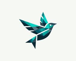 A bird is made of triangles and is flying vector