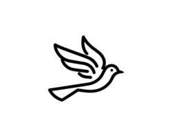 A black and white illustration of a dove vector