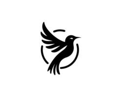 A black bird logo with a circle in the middle vector
