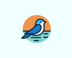 A bird sitting on a rock in the water vector