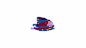 A pile of unwashed colorful plates and cups, symbolizing kitchen mess,. Alpha channel transparency video