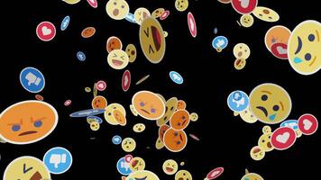 Loop Animation of Facebook Reaction Emoji Stickers Dropping on a Transparent Background video