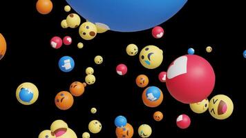 Loop Animation of Facebook Reaction Emoji Balls Dropping on a Transparent Background video