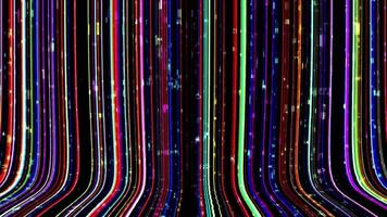 Gorgeous movement of colorful digital lines, computer graphic style vertical pattern, rainbow abstract background video