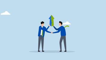 4k animation of businessman handshake connect growth arrow jigsaw puzzle. video