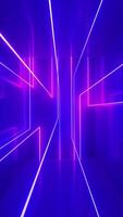 Abstract background moving neon rays luminous lines inside the room fluorescent ultraviolet light blue red pink violet spectrum loop seamless loop 3d render video