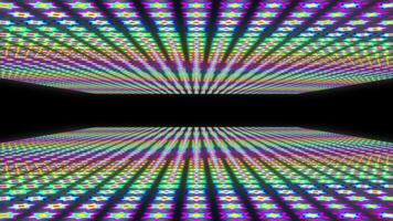A motion graphic of hexagram shaped objects with a bright neon glow inside a space video