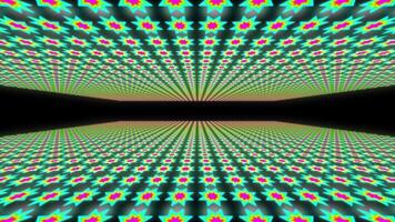 A motion graphic of Octagram shaped objects with a bright neon glow inside a space video