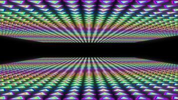 uma movimento gráfico do triângulo em forma objetos com uma brilhante néon brilho dentro uma espaço video