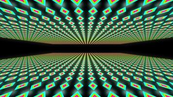 A motion graphic of rhombus shaped objects with a bright neon glow inside a space video