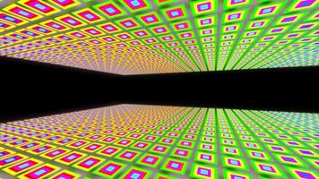 A motion graphic of square shaped objects with a bright neon glow inside a space video